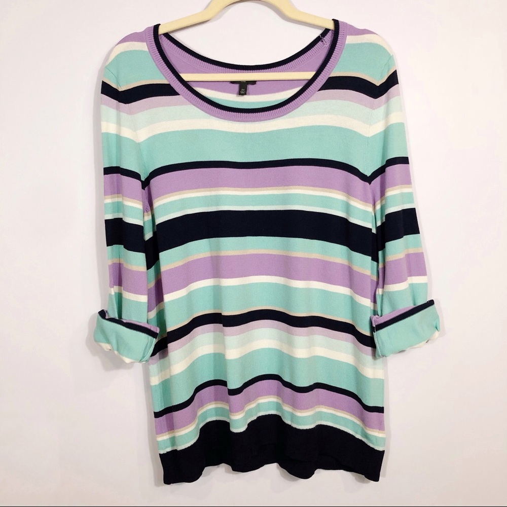 Talbots Lilac and Mint Striped Sweater size 2x
